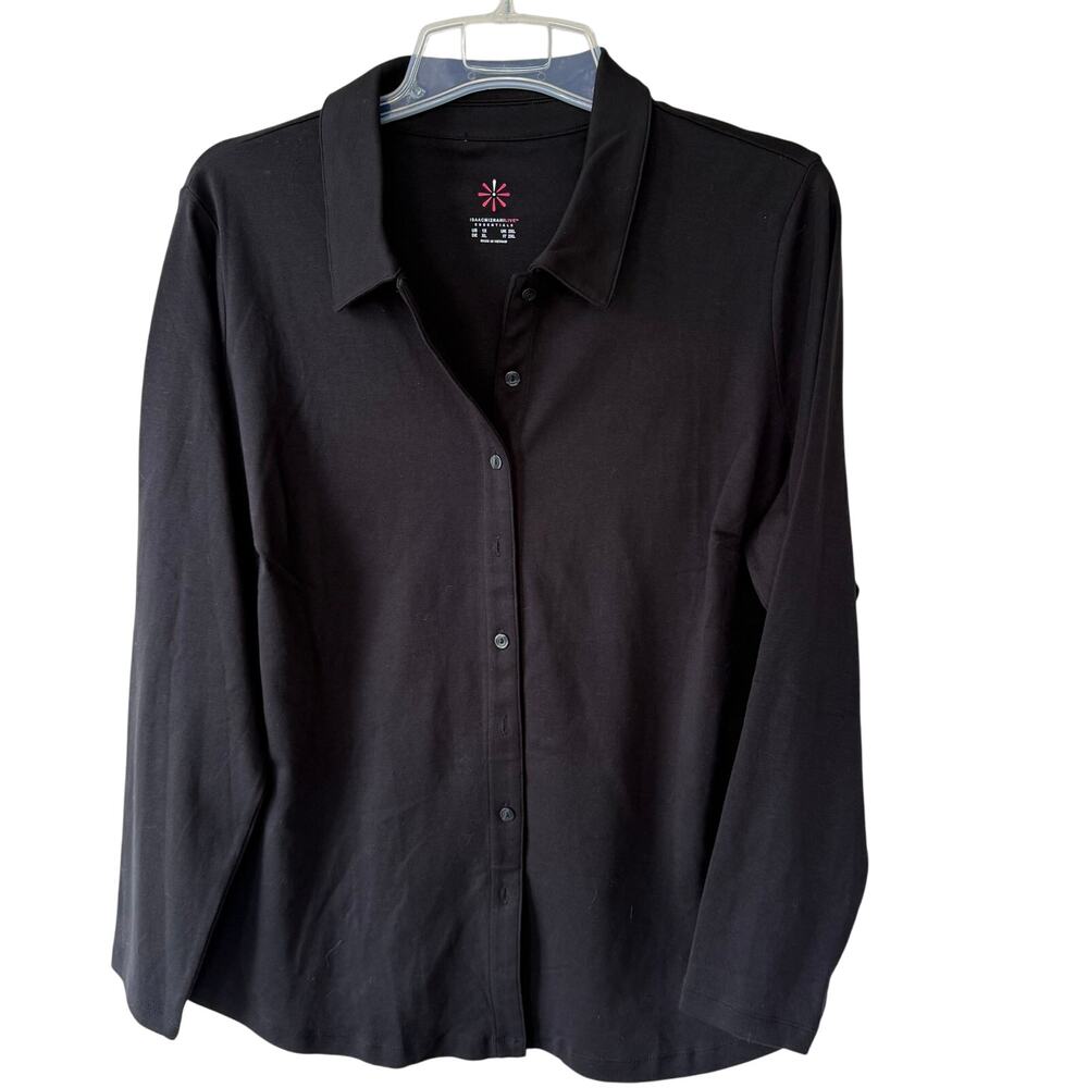 Isaac Mizrahi Black Size 1x Knit Buttondown Shirt - image 1